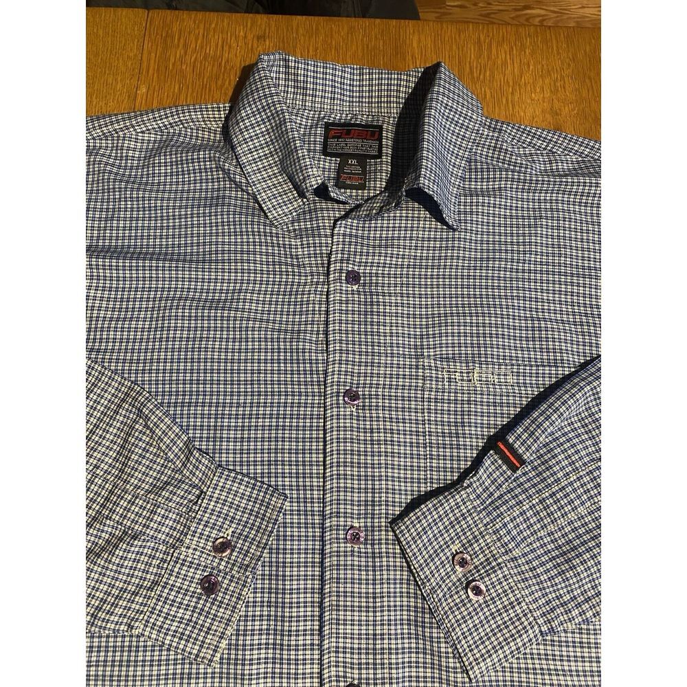 Vintage FUBU Spell Out Gingham Check Long Sleeve Button Up Shirt Mens XXL pocket